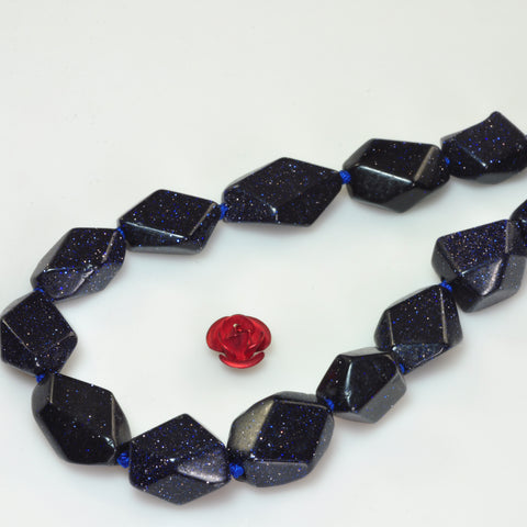 YesBeads Blue Sandstone Goldstone faceted nugget beads gemstone gemstone 16"