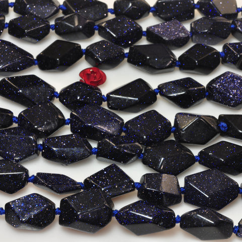 YesBeads Blue Sandstone Goldstone faceted nugget beads gemstone gemstone 16"