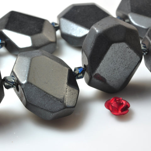 YesBeads Gray Hematite stone faceted nugget rectangle beads gemstone wholesale jewelry 15"