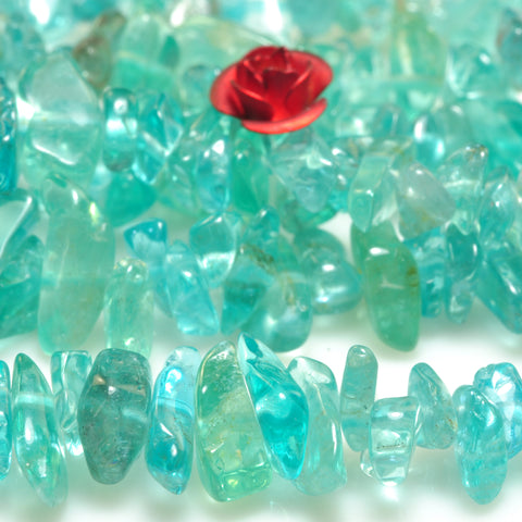 YesBeads natural blue Apatite smooth chip beads Australian jade gemstone 5-9mm 35"