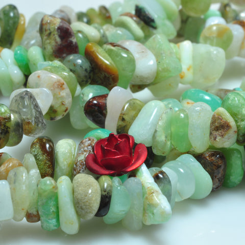 YesBeads natural chrysoprase smooth chip beads Australian jade gemstone 5-9mm 35"