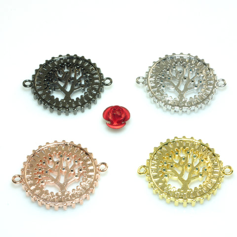 YesBeads Tree of life connectors charm rhinestone CZ pave electroplated copper spacer beads findings