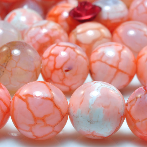 YesBeads Red Fire Agate smooth round beads gemstone wholesale jewelry 15"