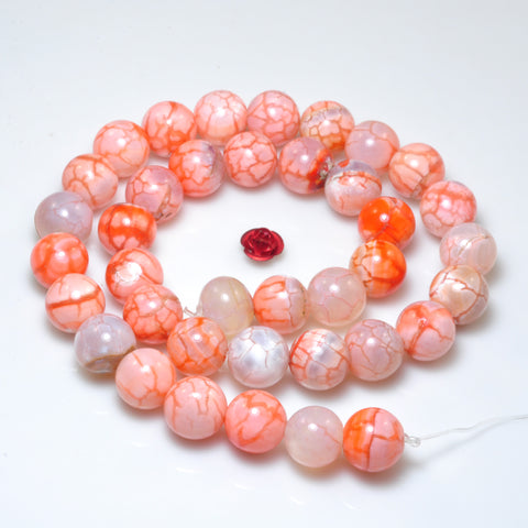 YesBeads Red Fire Agate smooth round beads gemstone wholesale jewelry 15"