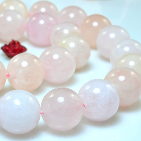 YesBeads Natural Pink Morganite A grade smooth round beads gemstone wholesale jewelry 15"