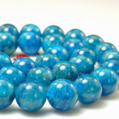 YesBeads Natural Blue Apatite A grade smooth round beads wholesale gemstone jewelry making 15"