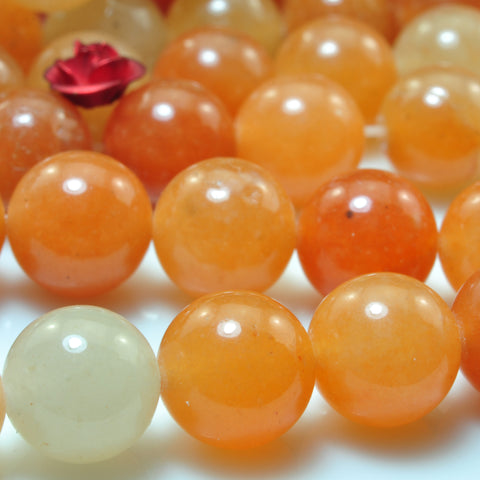 Natural Aventurine orange red smooth round loose beads gemstone 10mm 15"