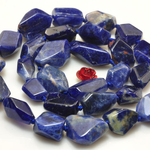 YesBeads Natural Blue Sodalite faceted nugget beads gemstone wholesale 16"
