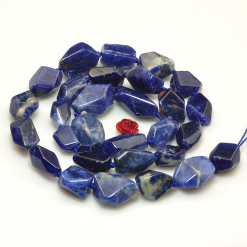 YesBeads Natural Blue Sodalite faceted nugget beads gemstone wholesale 16"