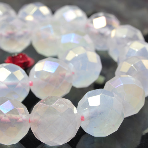 Titanium pink rock crystal faceted round loose beads gemstone wholesale jewelry making bracelet necklace diy