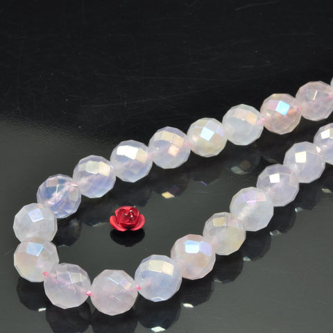 Titanium pink rock crystal faceted round loose beads gemstone wholesale jewelry making bracelet necklace diy