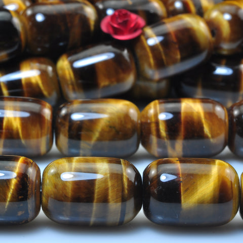 Natural Yellow Tiger Eye smooth barrel drum beads gemstone wholesale jewelry making bracelet necklace diy