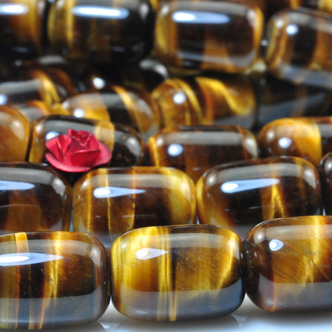 Natural Yellow Tiger Eye smooth barrel drum beads gemstone wholesale jewelry making bracelet necklace diy