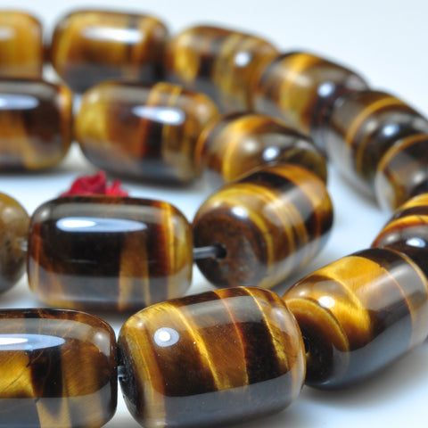 Natural Yellow Tiger Eye smooth barrel drum beads gemstone wholesale jewelry making bracelet necklace diy