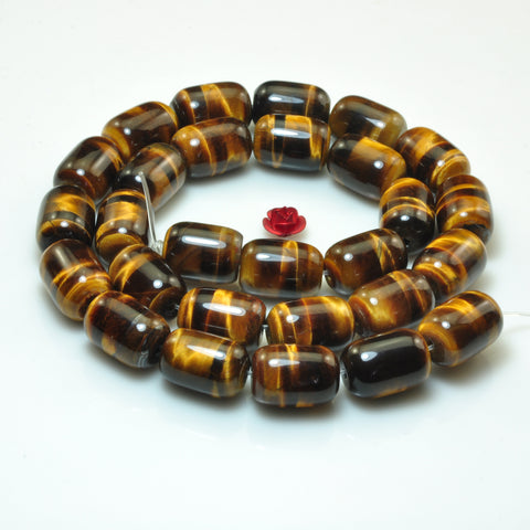 Natural Yellow Tiger Eye smooth barrel drum beads gemstone wholesale jewelry making bracelet necklace diy