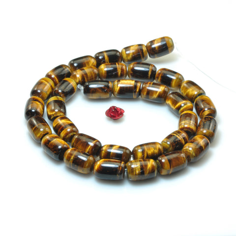 Natural Yellow Tiger Eye smooth barrel drum beads gemstone wholesale jewelry making bracelet necklace diy