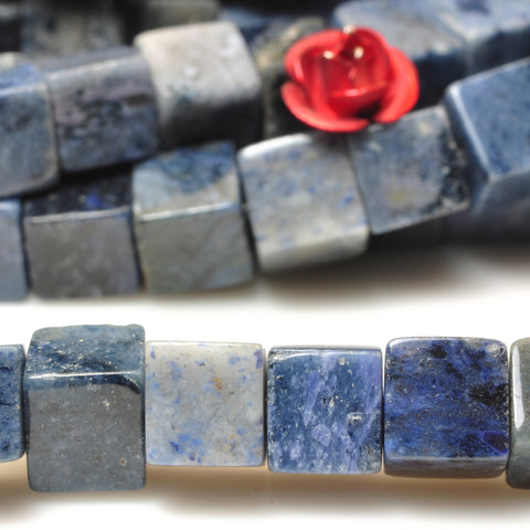 Natural Blue Dumortierite Stone smooth cube loose beads wholesale gemstone for jewelry making DIY bracelets necklace
