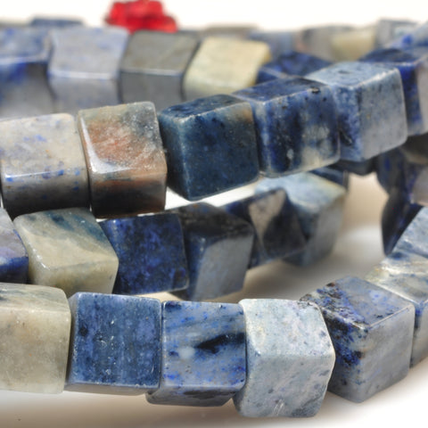 Natural Blue Dumortierite Stone smooth cube loose beads wholesale gemstone for jewelry making DIY bracelets necklace
