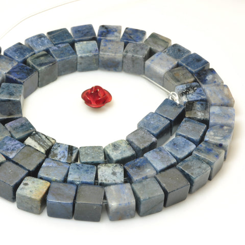 Natural Blue Dumortierite Stone smooth cube loose beads wholesale gemstone for jewelry making DIY bracelets necklace