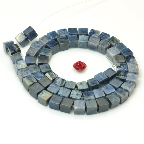 Natural Blue Dumortierite Stone smooth cube loose beads wholesale gemstone for jewelry making DIY bracelets necklace