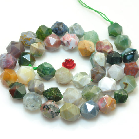 YesBeads Natural Ocean Jasper stone star cut faceted nugget beads gemstone 15"