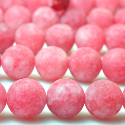 YesBeads Malaysia Jade matte round loose beads red jade gemstone wholesale jewelry making 15"