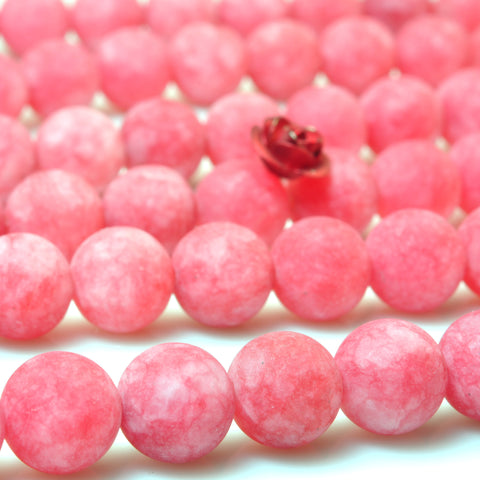 YesBeads Malaysia Jade matte round loose beads red jade gemstone wholesale jewelry making 15"