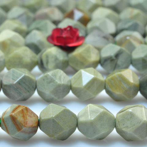Natural green Silver Leaf Jasper star cut faceted nugget beads genstone wholesale jewelry making bracelet necklace diy
