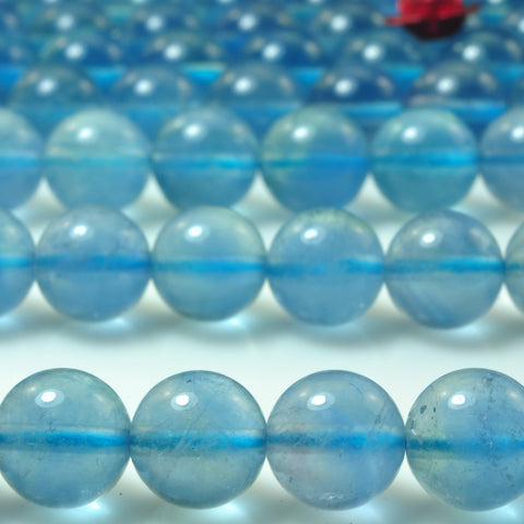 YesBeads Natural Blue Fluorite gemstone smooth round loose beads wholesale jewelry making 15"