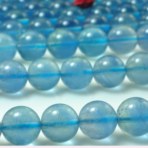 YesBeads Natural Blue Fluorite gemstone smooth round loose beads wholesale jewelry making 15"