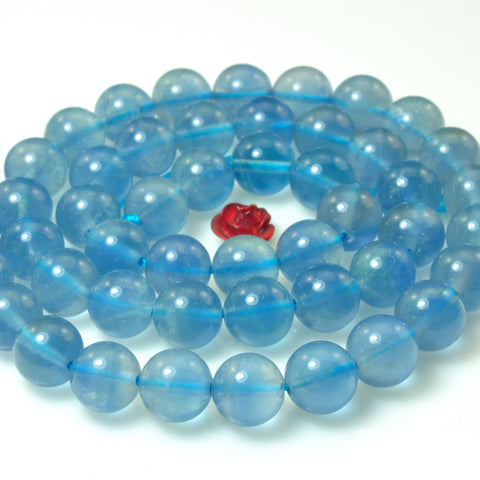 YesBeads Natural Blue Fluorite gemstone smooth round loose beads wholesale jewelry making 15"