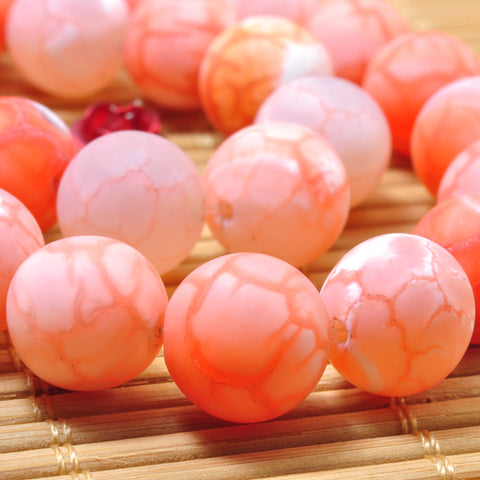 YesBeads Red Fire Agate matte round beads gemstone wholesale jewelry 15"