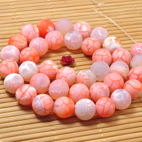 YesBeads Red Fire Agate matte round beads gemstone wholesale jewelry 15"