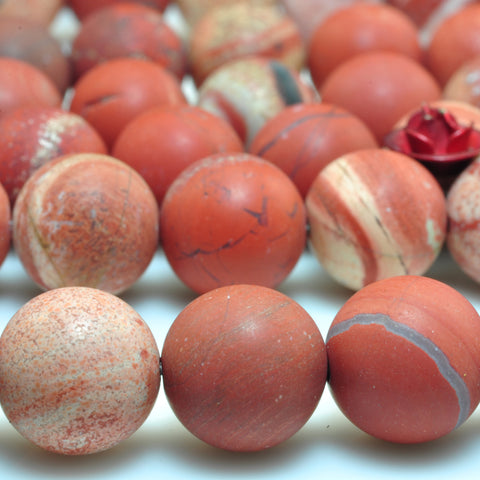 YesBeads Natural Red Jasper matte round beads gemstone 8mm 10mm 15"