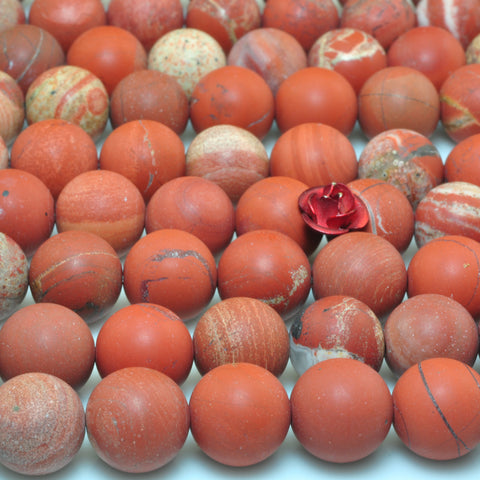 YesBeads Natural Red Jasper matte round beads gemstone 8mm 10mm 15"