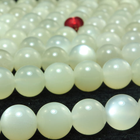 YesBeads Natural White Moonstone smooth round beads gemstone wholesale 15"
