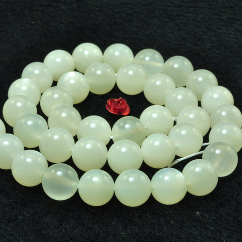 YesBeads Natural White Moonstone smooth round beads gemstone wholesale 15"