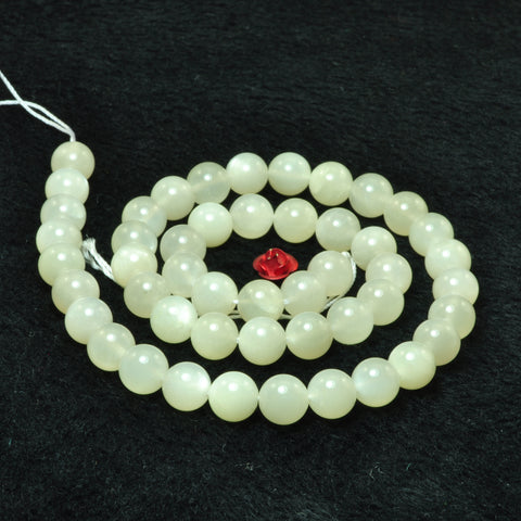 YesBeads Natural White Moonstone smooth round beads gemstone wholesale 15"