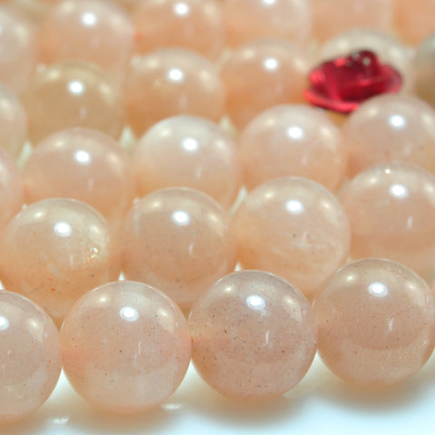 YesBeads Natural Orange Moonstone A grade smooth round beads gemstone 15"