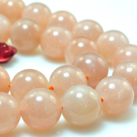 YesBeads Natural Orange Moonstone A grade smooth round beads gemstone 15"