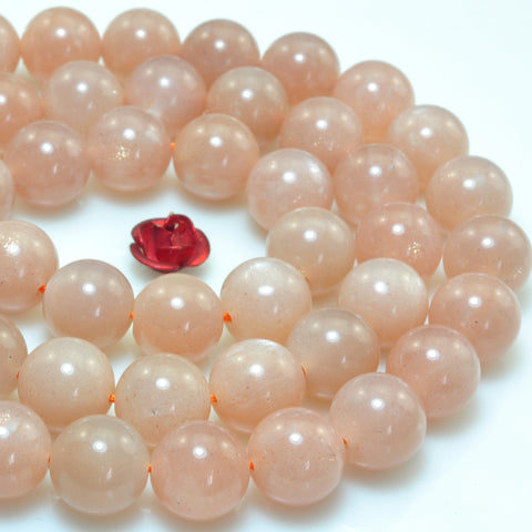 YesBeads Natural Orange Moonstone A grade smooth round beads gemstone 15"