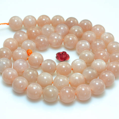 YesBeads Natural Orange Moonstone A grade smooth round beads gemstone 15"