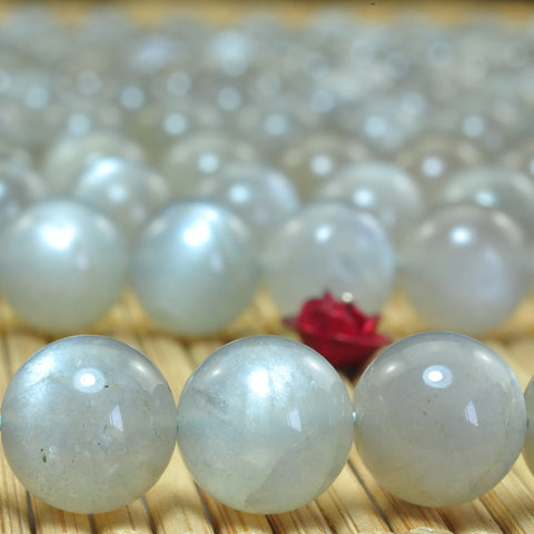 YesBeads Natural Gray Moonstone smooth round loose beads gemstone design 15"