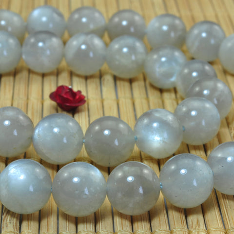 YesBeads Natural Gray Moonstone smooth round loose beads gemstone design 15"