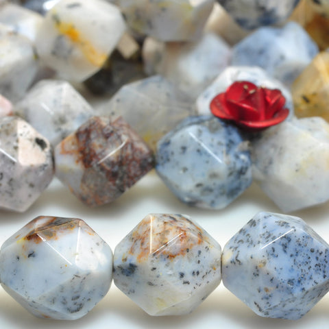 YesBeads Natural dendritic opal star faceted nugget loose beads gemstone wholesale jewelry bracelet design 15"
