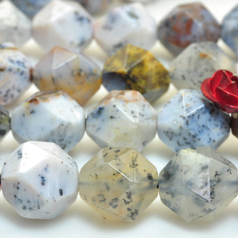YesBeads Natural dendritic opal star faceted nugget loose beads gemstone wholesale jewelry bracelet design 15"