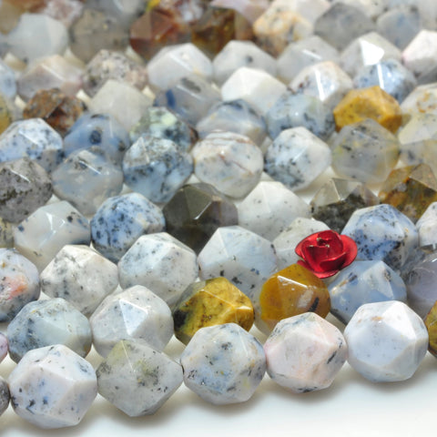 YesBeads Natural dendritic opal star faceted nugget loose beads gemstone wholesale jewelry bracelet design 15"