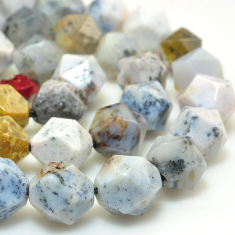 YesBeads Natural dendritic opal star faceted nugget loose beads gemstone wholesale jewelry bracelet design 15"