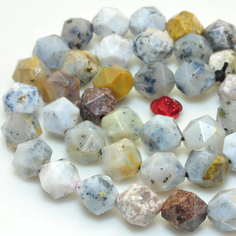 YesBeads Natural dendritic opal star faceted nugget loose beads gemstone wholesale jewelry bracelet design 15"