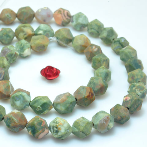 YesBeads Natural Rhyolite Jasper matte star cut faceted nugget beads gemstone wholesale jewelry 15"